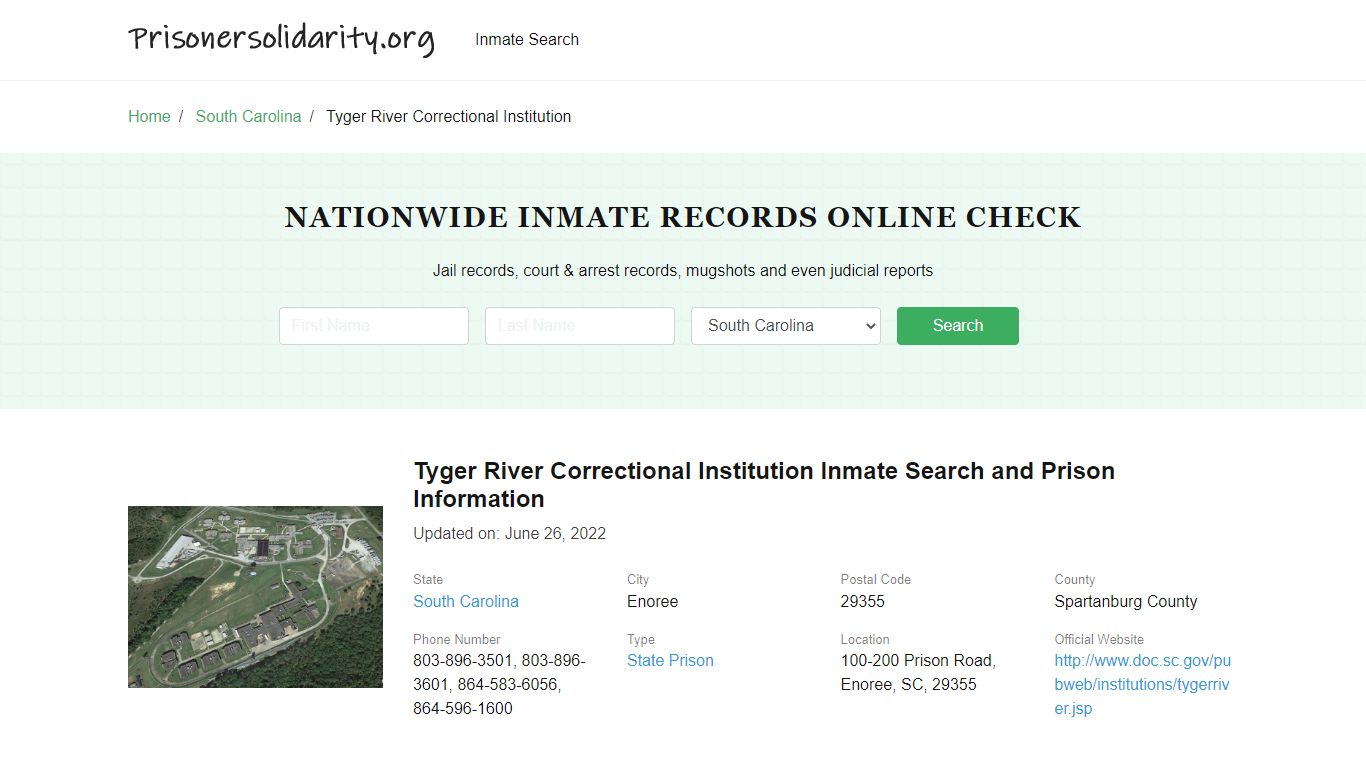 Tyger River Correctional Institution Inmate Search, Visitation, Phone ...